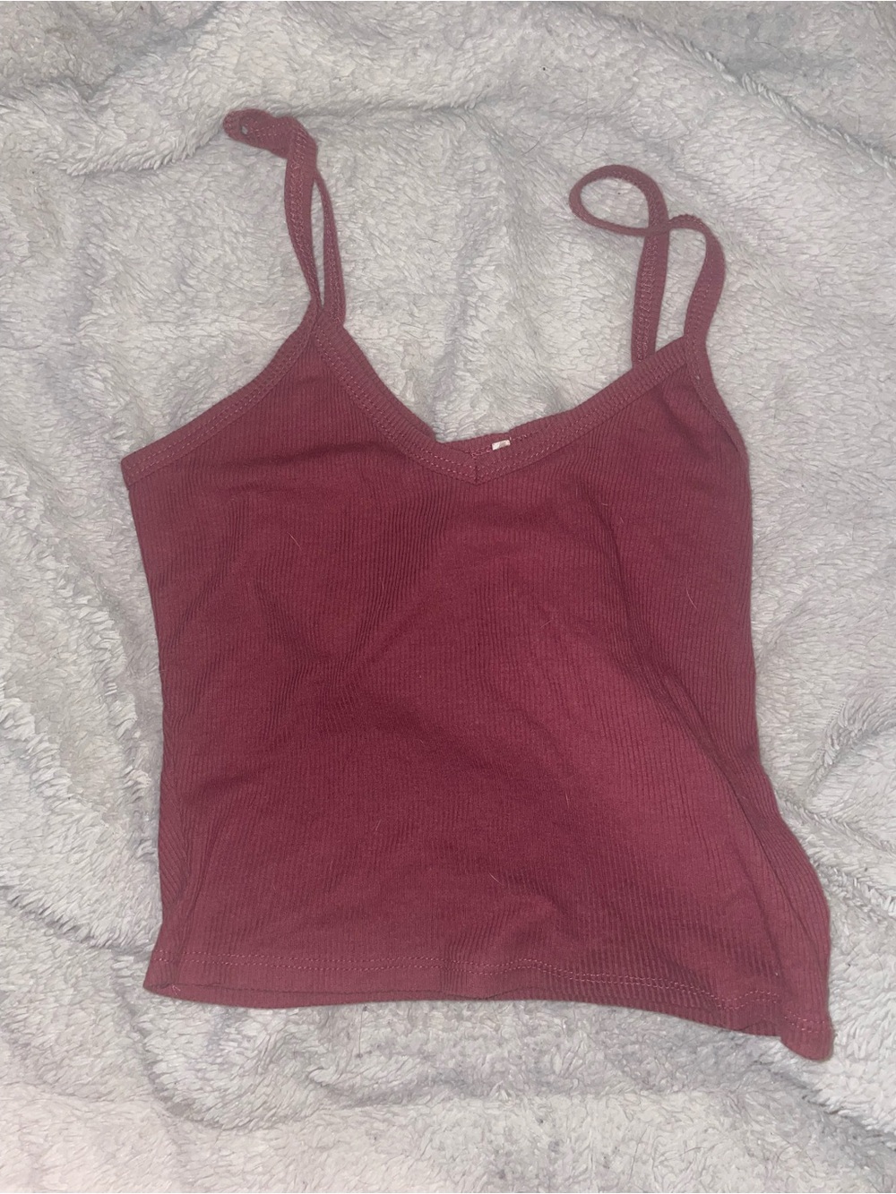 Bozzolo Ribbed V-Neck Spaghetti Strap Tank - Wine